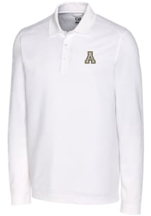 Cutter and Buck Appalachian State Mountaineers Mens White Advantage Pique Long Sleeve Polo Shirt