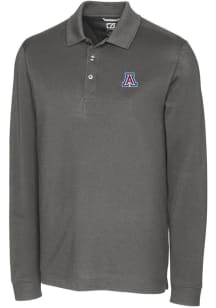 Cutter and Buck Arizona Wildcats Mens Grey Advantage Pique Long Sleeve Polo Shirt