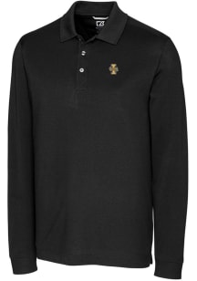 Cutter and Buck Idaho Vandals Mens Black Advantage Pique Long Sleeve Polo Shirt