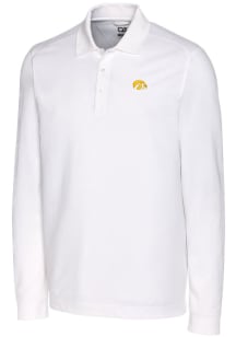 Cutter and Buck Iowa Hawkeyes Mens White Advantage Pique Long Sleeve Polo Shirt