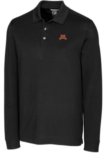 Cutter and Buck Minnesota Golden Gophers Mens Black Advantage Pique Long Sleeve Polo Shirt