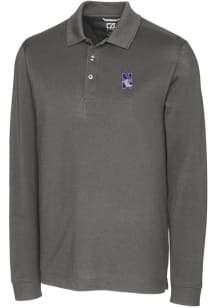 Cutter and Buck Northwestern Wildcats Mens Grey Advantage Pique Long Sleeve Polo Shirt