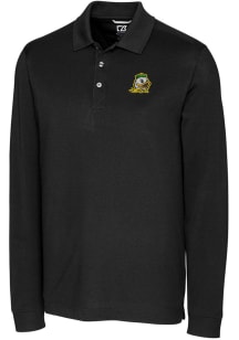 Cutter and Buck Oregon Ducks Mens Black Advantage Pique Long Sleeve Polo Shirt