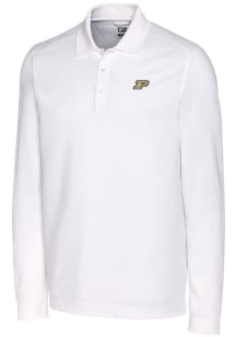 Cutter and Buck Purdue Boilermakers Mens White Advantage Pique Long Sleeve Polo Shirt