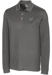 Cutter and Buck South Florida Bulls Mens Grey Advantage Pique Long Sleeve Polo Shirt