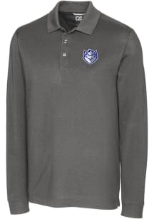Cutter and Buck Saint Louis Billikens Mens Grey Advantage Pique Long Sleeve Polo Shirt