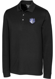 Cutter and Buck Saint Louis Billikens Mens Black Advantage Pique Long Sleeve Polo Shirt