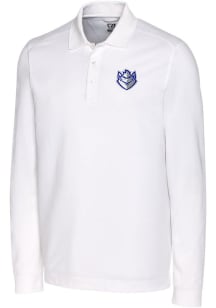 Cutter and Buck Saint Louis Billikens Mens White Advantage Pique Long Sleeve Polo Shirt