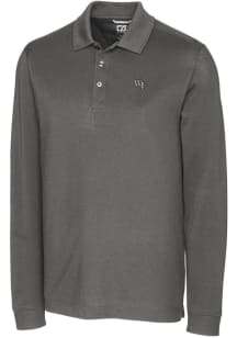 Cutter and Buck Wake Forest Demon Deacons Mens Grey Advantage Pique Long Sleeve Polo Shirt