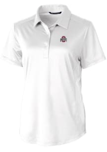 Cutter and Buck Ohio State Buckeyes Womens White Prospect Textured Short Sleeve Polo Shirt