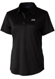 Cutter and Buck TCU Horned Frogs Womens Black Prospect Textured Short Sleeve Polo Shirt