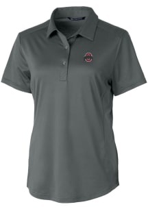 Cutter and Buck Ohio State Buckeyes Womens Grey Prospect Textured Short Sleeve Polo Shirt
