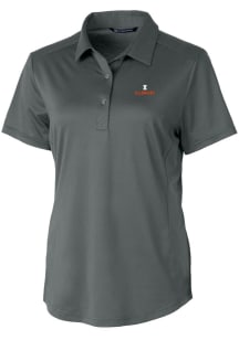 Cutter and Buck Illinois Fighting Illini Womens Anthracite Prospect Textured Short Sleeve Polo Shi..