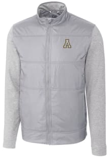 Cutter and Buck Appalachian State Mountaineers Mens Grey Stealth Hybrid Quilted Medium Weight Jack..