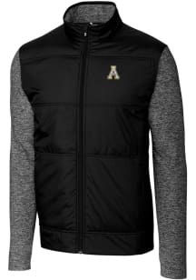 Cutter and Buck Appalachian State Mountaineers Mens Black Stealth Hybrid Quilted Medium Weight Jac..
