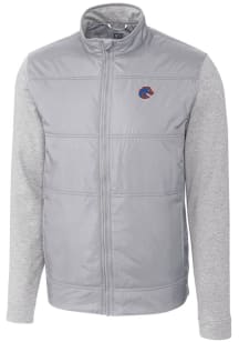 Cutter and Buck Boise State Broncos Mens Grey Stealth Hybrid Quilted Medium Weight Jacket