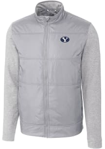 Cutter and Buck BYU Cougars Mens Grey Stealth Hybrid Quilted Medium Weight Jacket