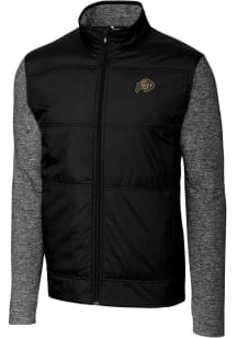 Cutter and Buck Colorado Buffaloes Mens Black Stealth Hybrid Quilted Medium Weight Jacket
