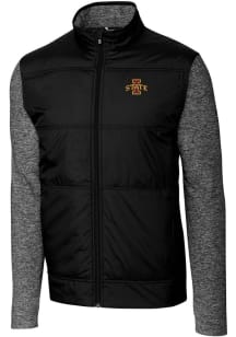 Cutter and Buck Iowa State Cyclones Mens Black Stealth Hybrid Quilted Medium Weight Jacket