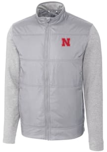 Cutter and Buck Nebraska Cornhuskers Mens Grey Stealth Hybrid Quilted Medium Weight Jacket
