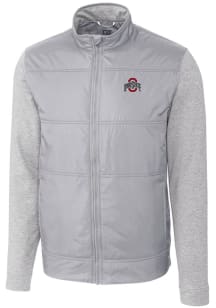 Cutter and Buck Ohio State Buckeyes Mens Grey Stealth Hybrid Quilted Medium Weight Jacket
