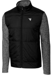 Cutter and Buck West Virginia Mountaineers Mens Black Stealth Hybrid Quilted Medium Weight Jacket