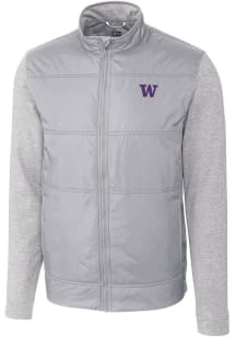 Cutter and Buck Washington Huskies Mens Grey Stealth Hybrid Quilted Medium Weight Jacket