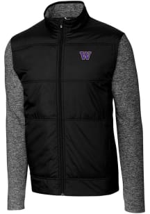 Cutter and Buck Washington Huskies Mens Black Stealth Hybrid Quilted Medium Weight Jacket