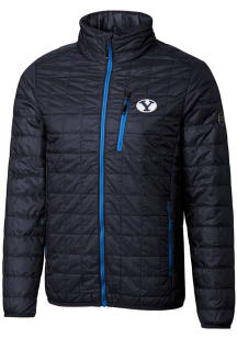 Cutter and Buck BYU Cougars Mens Navy Blue Rainier PrimaLoft Puffer Filled Jacket