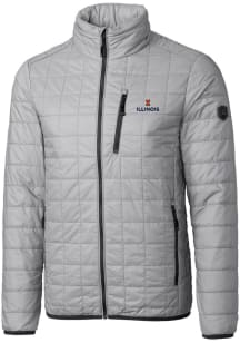 Cutter and Buck Illinois Fighting Illini Mens Grey Rainier PrimaLoft Puffer Filled Jacket