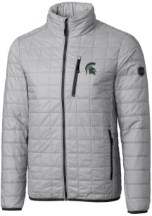 Cutter and Buck Michigan State Spartans Mens Grey Rainier PrimaLoft Puffer Filled Jacket