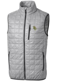Cutter and Buck Baylor Bears Mens Grey Rainier PrimaLoft Puffer Sleeveless Jacket
