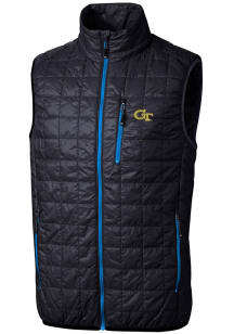 Cutter and Buck GA Tech Yellow Jackets Mens Navy Blue Rainier PrimaLoft Puffer Sleeveless Jacket