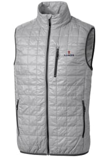 Cutter and Buck Illinois Fighting Illini Mens Grey Rainier PrimaLoft Puffer Sleeveless Jacket
