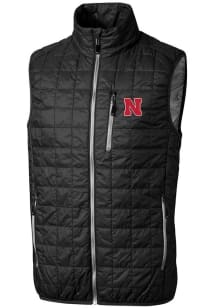 Cutter and Buck Nebraska Cornhuskers Mens Black Rainier PrimaLoft Puffer Sleeveless Jacket