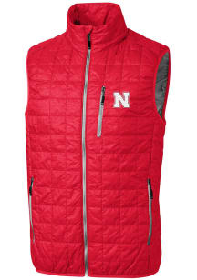 Cutter and Buck Nebraska Cornhuskers Mens Red Rainier PrimaLoft Puffer Sleeveless Jacket