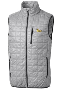 Cutter and Buck Pitt Panthers Mens Grey Rainier PrimaLoft Puffer Sleeveless Jacket