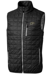 Cutter and Buck Purdue Boilermakers Mens Black Rainier PrimaLoft Puffer Sleeveless Jacket