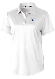 Cutter and Buck West Virginia Mountaineers Womens White Prospect Textured Short Sleeve Polo Shirt
