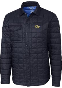 Cutter and Buck GA Tech Yellow Jackets Mens Navy Blue Rainier PrimaLoft Quilted Outerwear Lined Ja..