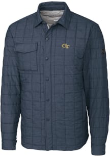 Cutter and Buck GA Tech Yellow Jackets Mens Grey Rainier PrimaLoft Quilted Outerwear Lined Jacket