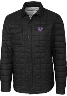 Cutter and Buck Washington Huskies Mens Black Rainier PrimaLoft Quilted Outerwear Lined Jacket