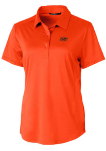 Cutter and Buck Oklahoma State Cowboys Womens Orange Prospect Textured Short Sleeve Polo Shirt