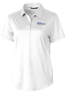 Cutter and Buck Pennsylvania Quakers Womens White Prospect Textured Short Sleeve Polo Shirt