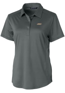 Cutter and Buck James Madison Dukes Womens Grey Prospect Textured Short Sleeve Polo Shirt