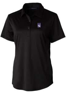 Cutter and Buck Northwestern Wildcats Womens Black Prospect Textured Short Sleeve Polo Shirt