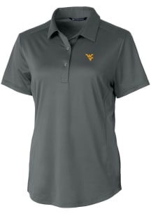 Cutter and Buck West Virginia Mountaineers Womens Anthracite Prospect Textured Short Sleeve Polo S..