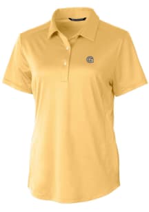 Cutter and Buck Georgetown Hoyas Womens Yellow Prospect Textured Short Sleeve Polo Shirt