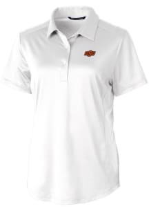 Cutter and Buck Oklahoma State Cowboys Womens White Prospect Textured Short Sleeve Polo Shirt