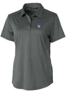 Cutter and Buck Northwestern Wildcats Womens Grey Prospect Textured Short Sleeve Polo Shirt